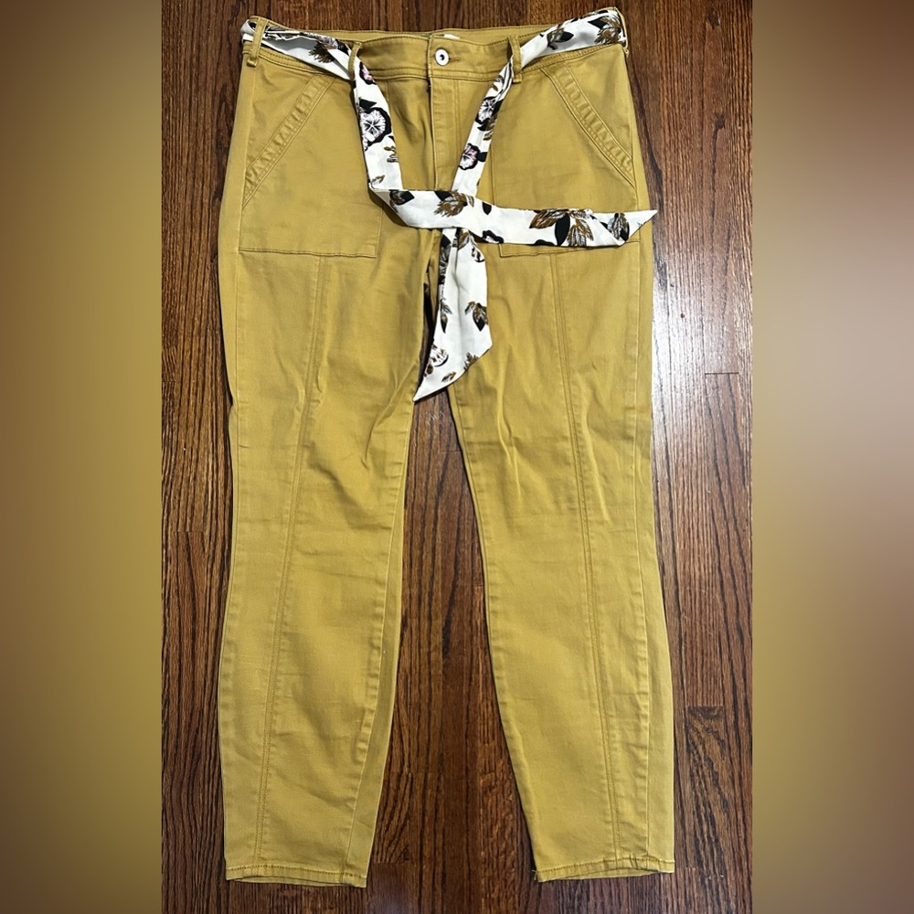 Anthropology gold/mustard Ankle Pants with Belt